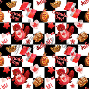 Canada Day Checkers Seamless Pattern Digital Download