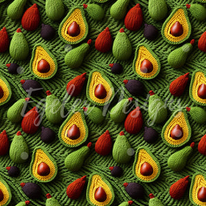 Knit Avocado Seamless Pattern Digital Download