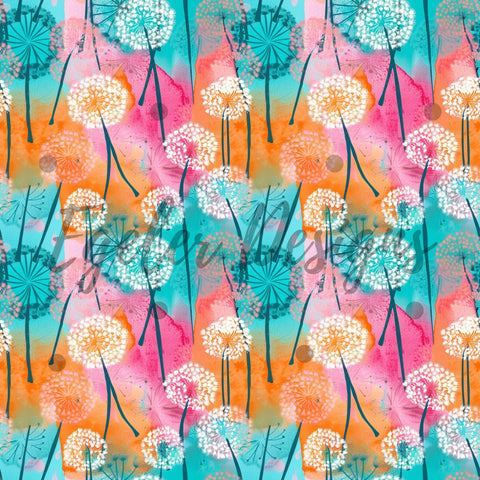 LIMITED - 15 - Multi Color Dandelion Seamless Pattern Digital Download