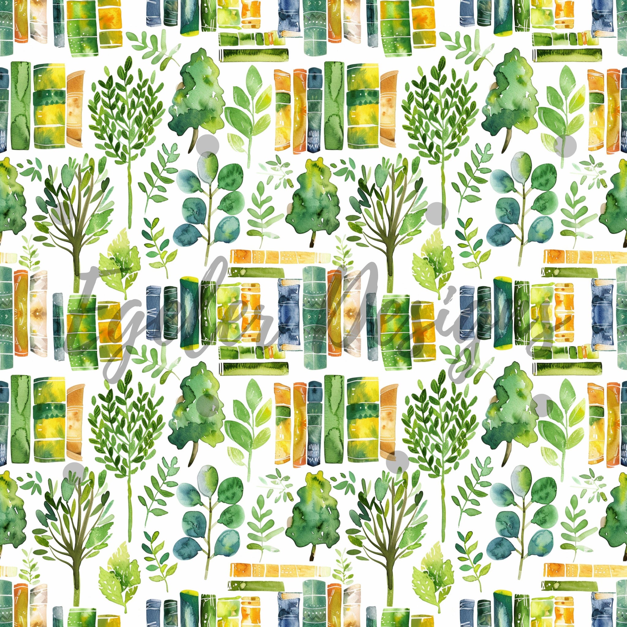 Books Seem Less Pattern Earthy Books Seamless Pattern Digital Download – Egeler Designs