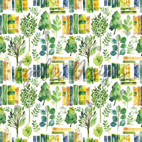 Earthy Books Seamless Pattern Digital Download