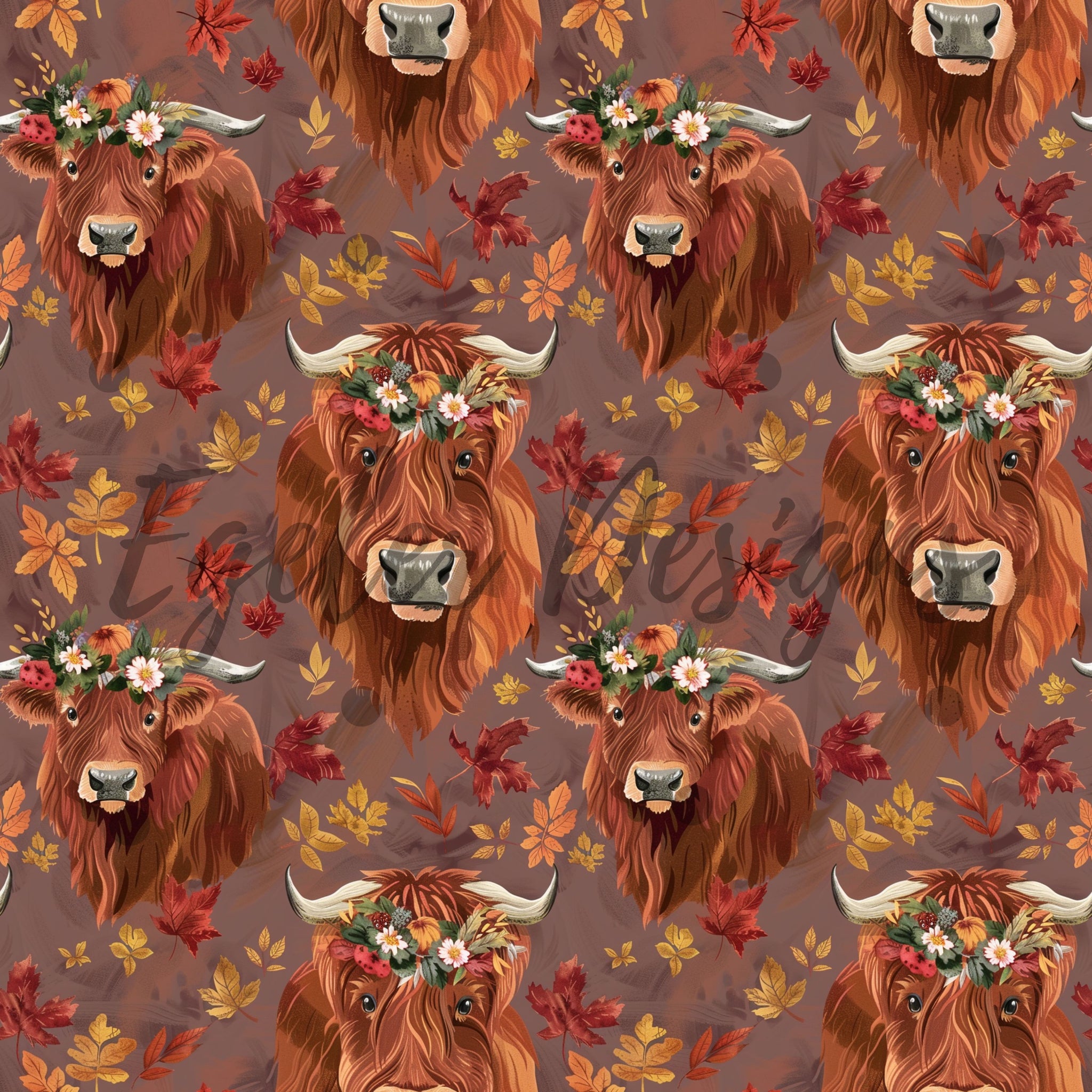 LIMITED - 10 - Fall Highland Seamless Pattern Digital Download