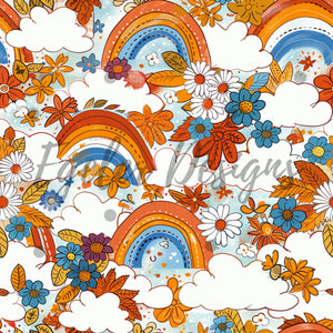 LIMITED - 10 - Fall Rainbows Seamless Pattern Digital Downloadi