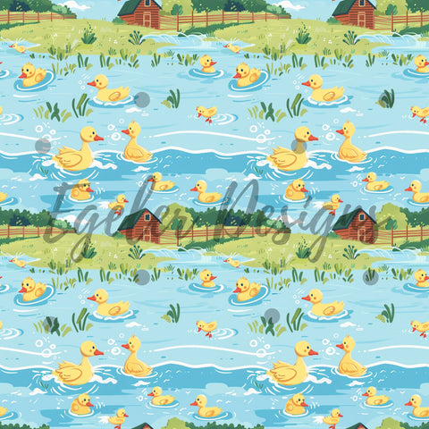 Duck Pond Seamless Pattern Digital Download - LIMITED 15