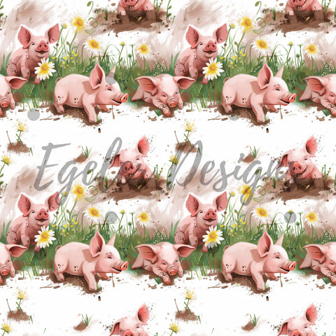 Muddy Pigs Seamless Pattern Digital Download - LIMITED 15