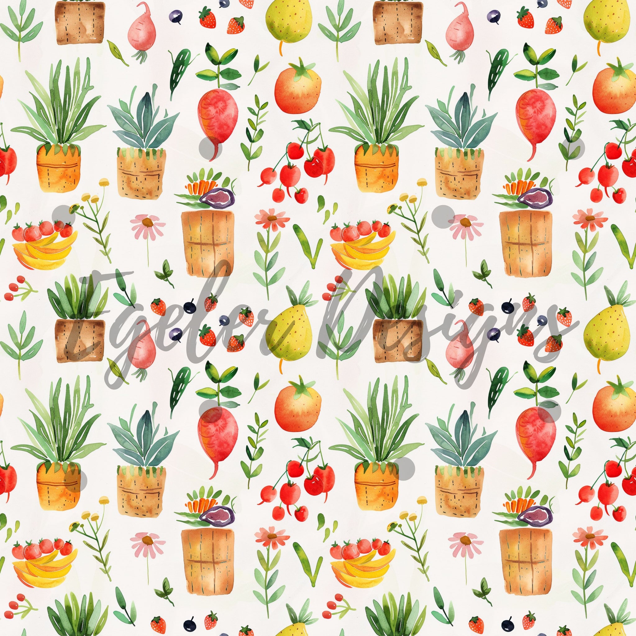 Farmers Market Seamless Pattern Digital Download - LIMITED 15