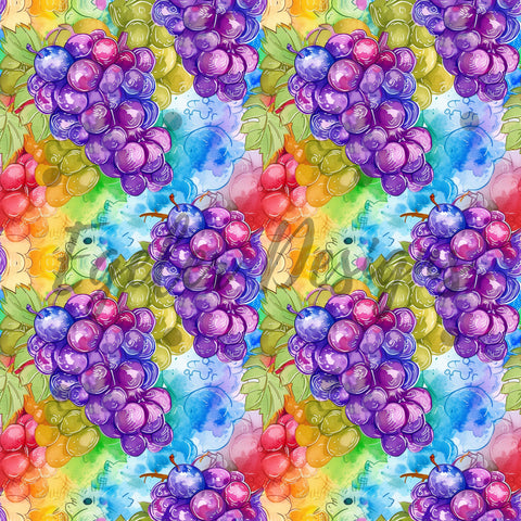 Rainbow Grapes Seamless Pattern Digital Download - LIMITED 35 DOWNLOADS