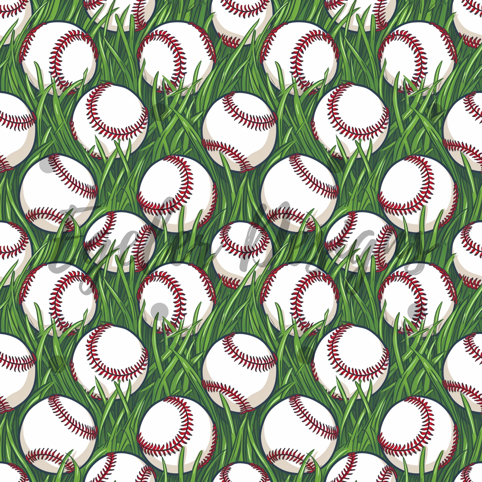 Grass Baseballs Seamless Pattern Digital Download – Egeler Designs