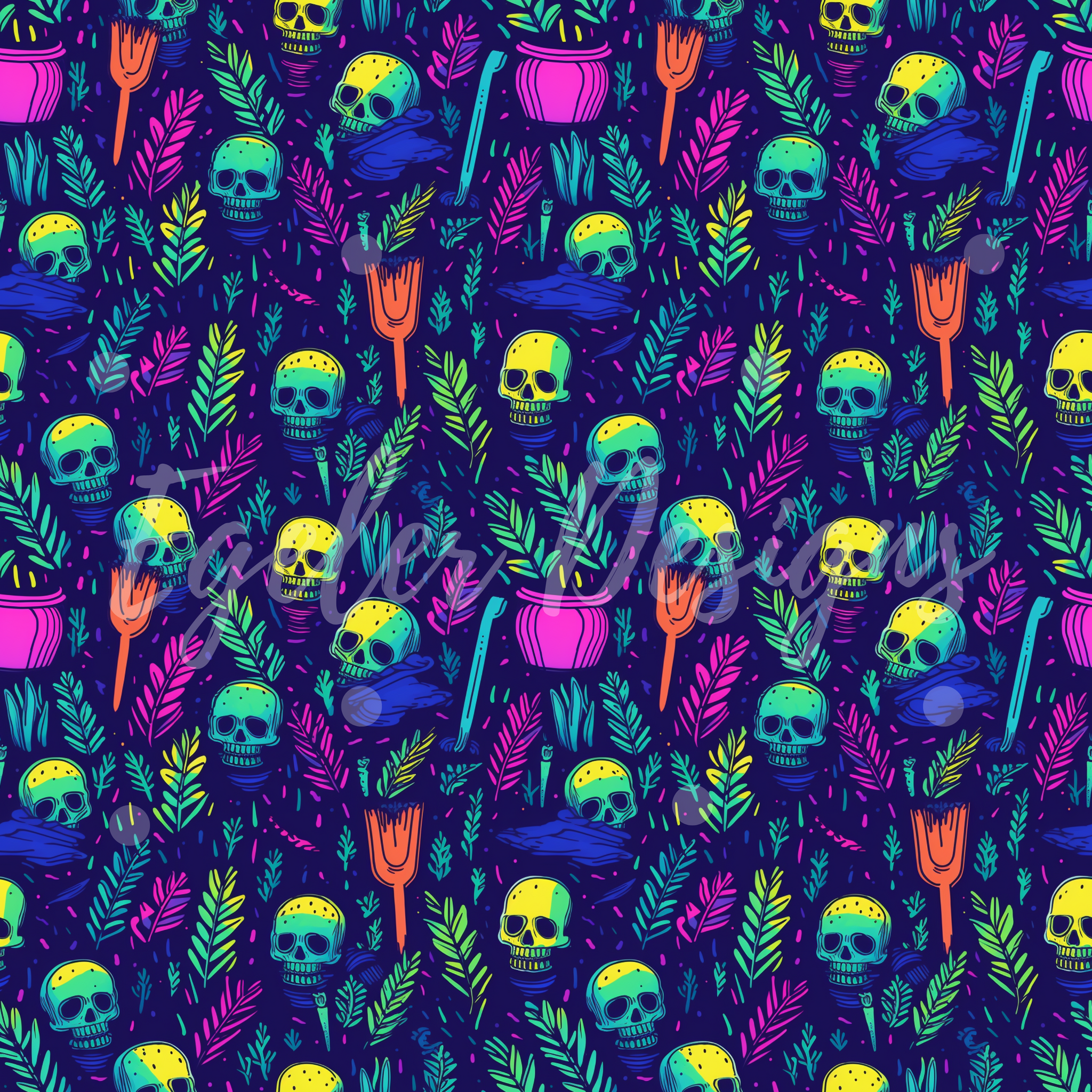 Neon Floral Skulls (EXCLUSIVE 25)