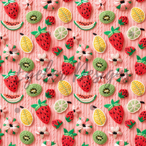 Knit Embroidery Fruit Seamless Pattern Digital Download