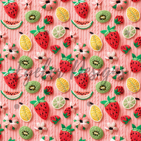 Knit Embroidery Fruit Seamless Pattern Digital Download