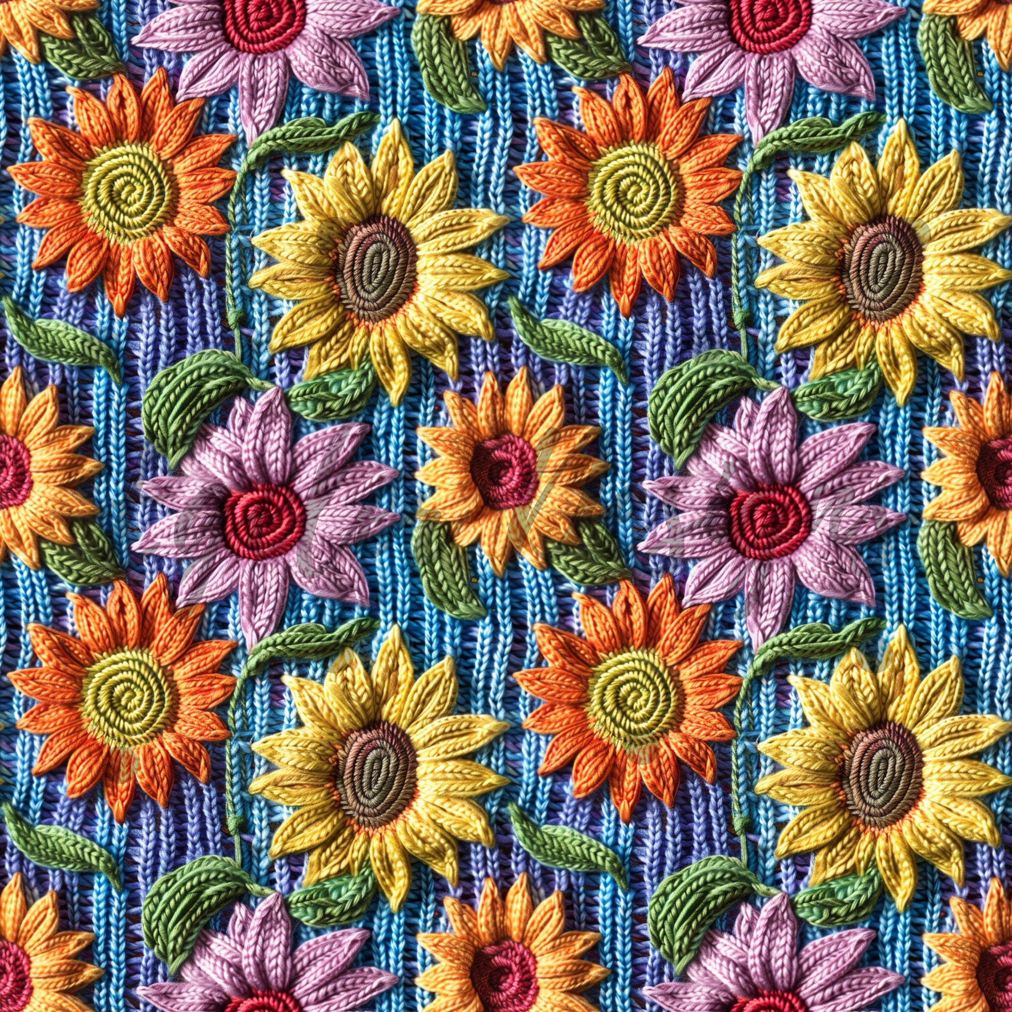 LIMITED 10 Knit Rainbow Sunflowers