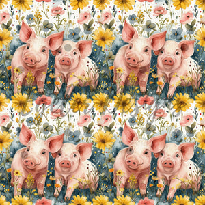 Floral Piggies Seamless Pattern Digital Download - LIMITED 25 DOWNLOADS