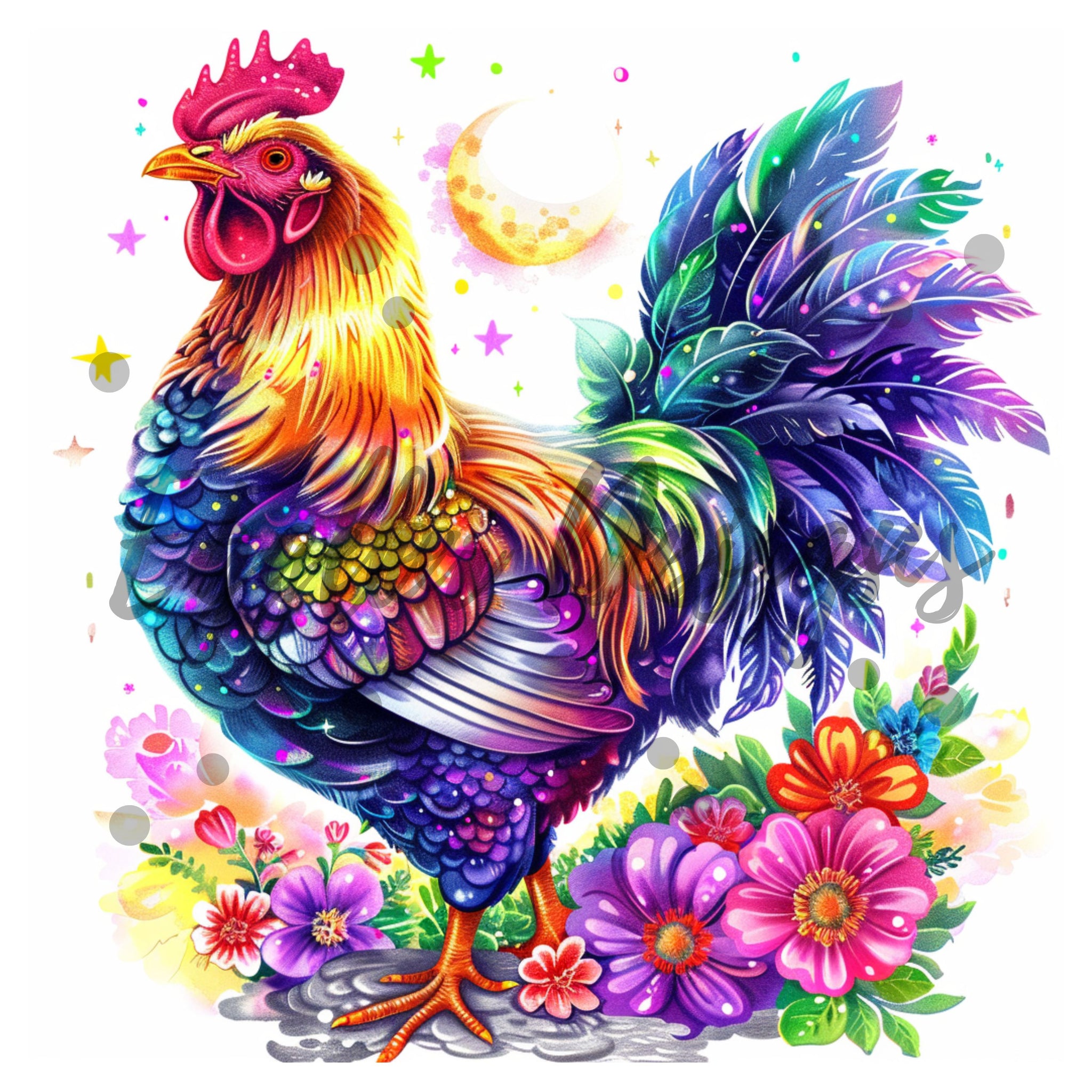 Neon Moon Chicken PNG (LIMITED 20)