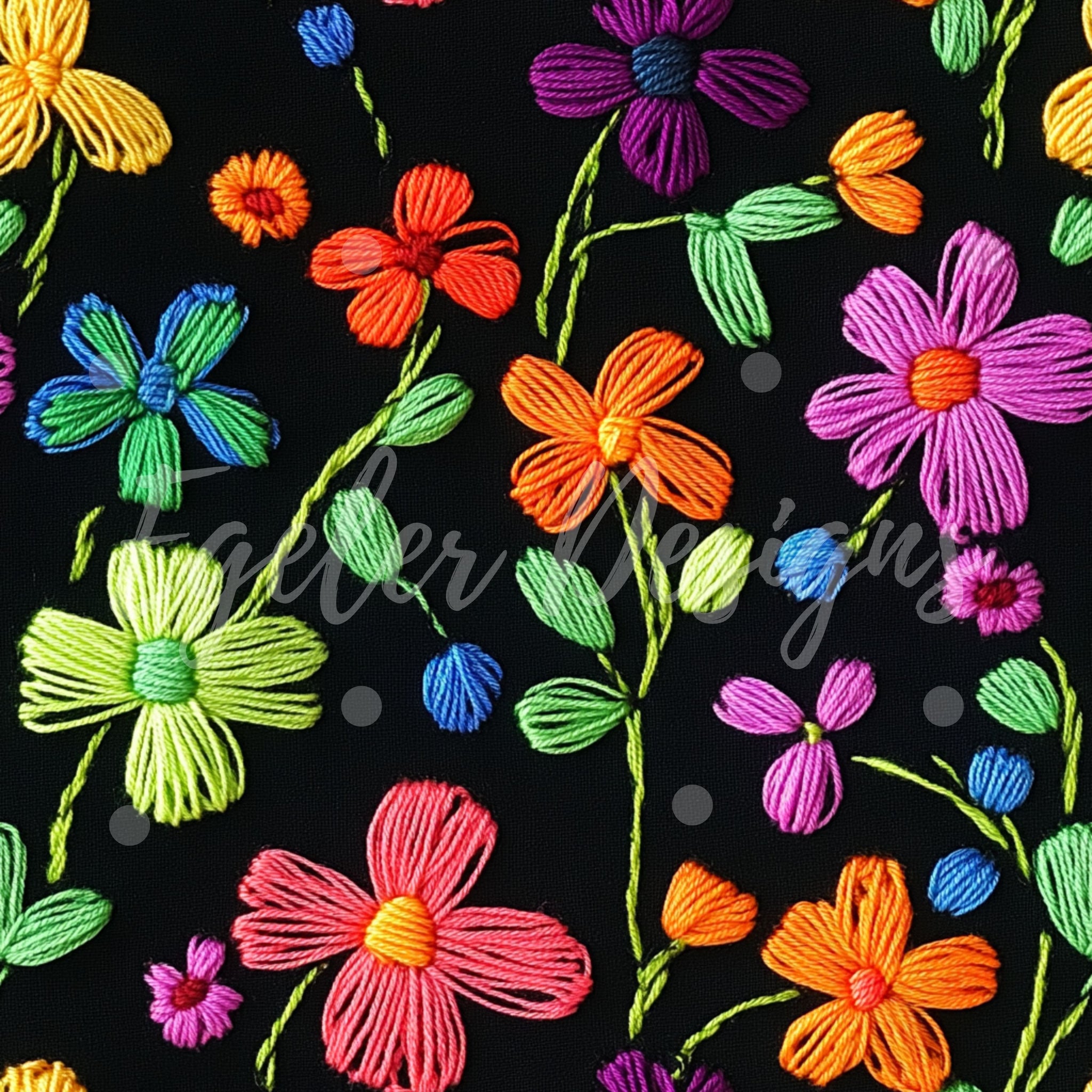 Neon Embroidery Floral