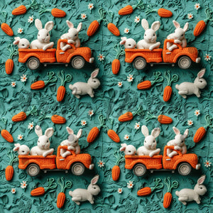 Felt Bunny Truck 2.0 Seamless Pattern Digital Download - LIMITED 25 DOWNLOADS