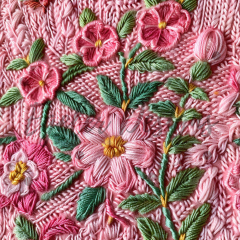 Pink Knit Summer Floral - LIMITED 25 - Seamless Pattern Digital Download