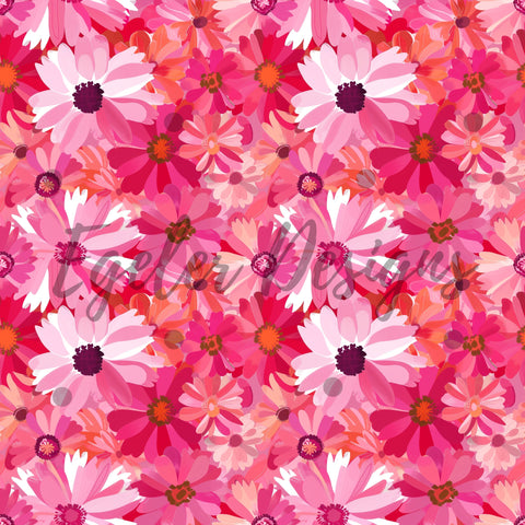 Pink Floral Seamless Pattern Digital Download
