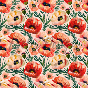 Painted Poppy Floral - LIMITED 25 - Seamless Pattern Digital Download