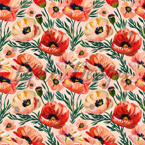 Painted Poppy Floral - LIMITED 25 - Seamless Pattern Digital Download