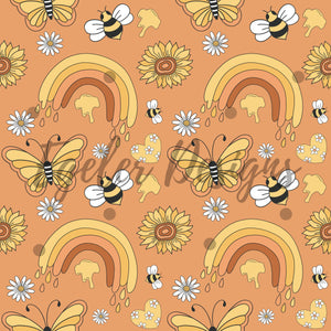 Rainbow Bees Seamless Pattern Digital Download