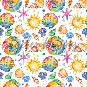Rainbow Shells Seamless Pattern Digital Download