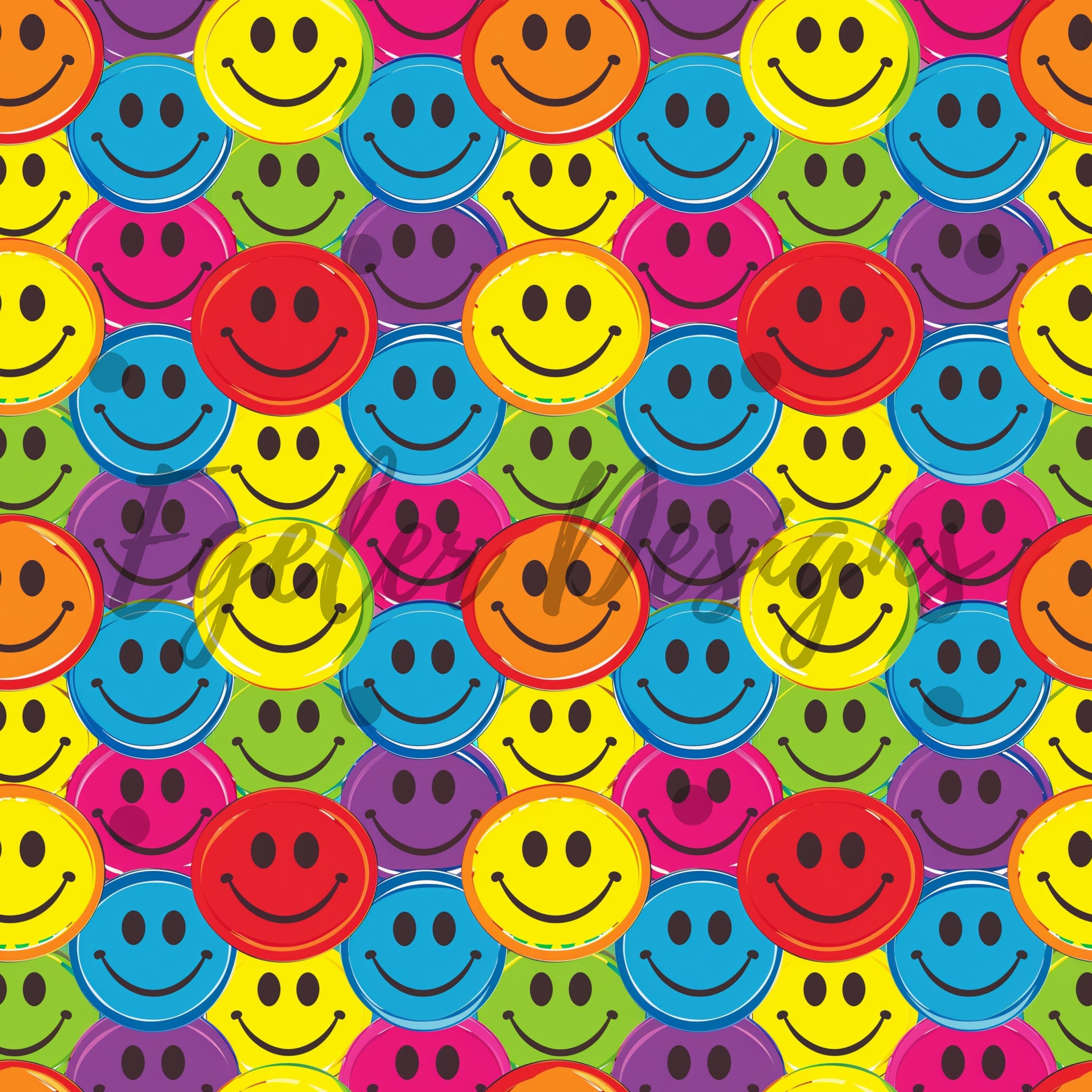 Rainbow Happy Face Seamless Pattern Digital Download