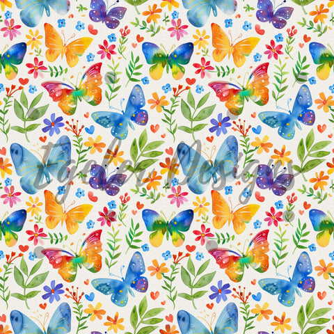 Rainbow Butterfly Seamless Pattern Digital Download