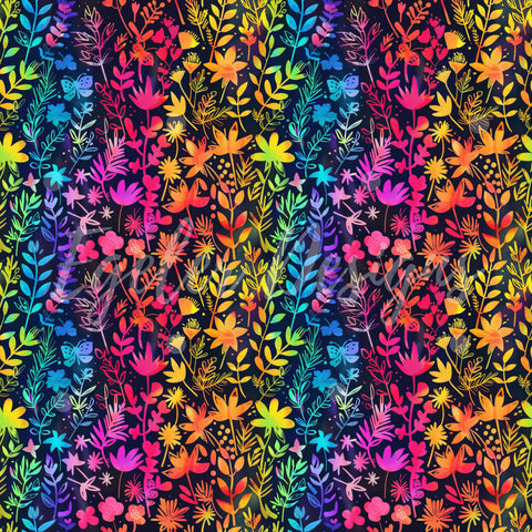 Rainbow Wildflower Seamless Pattern Digital Download