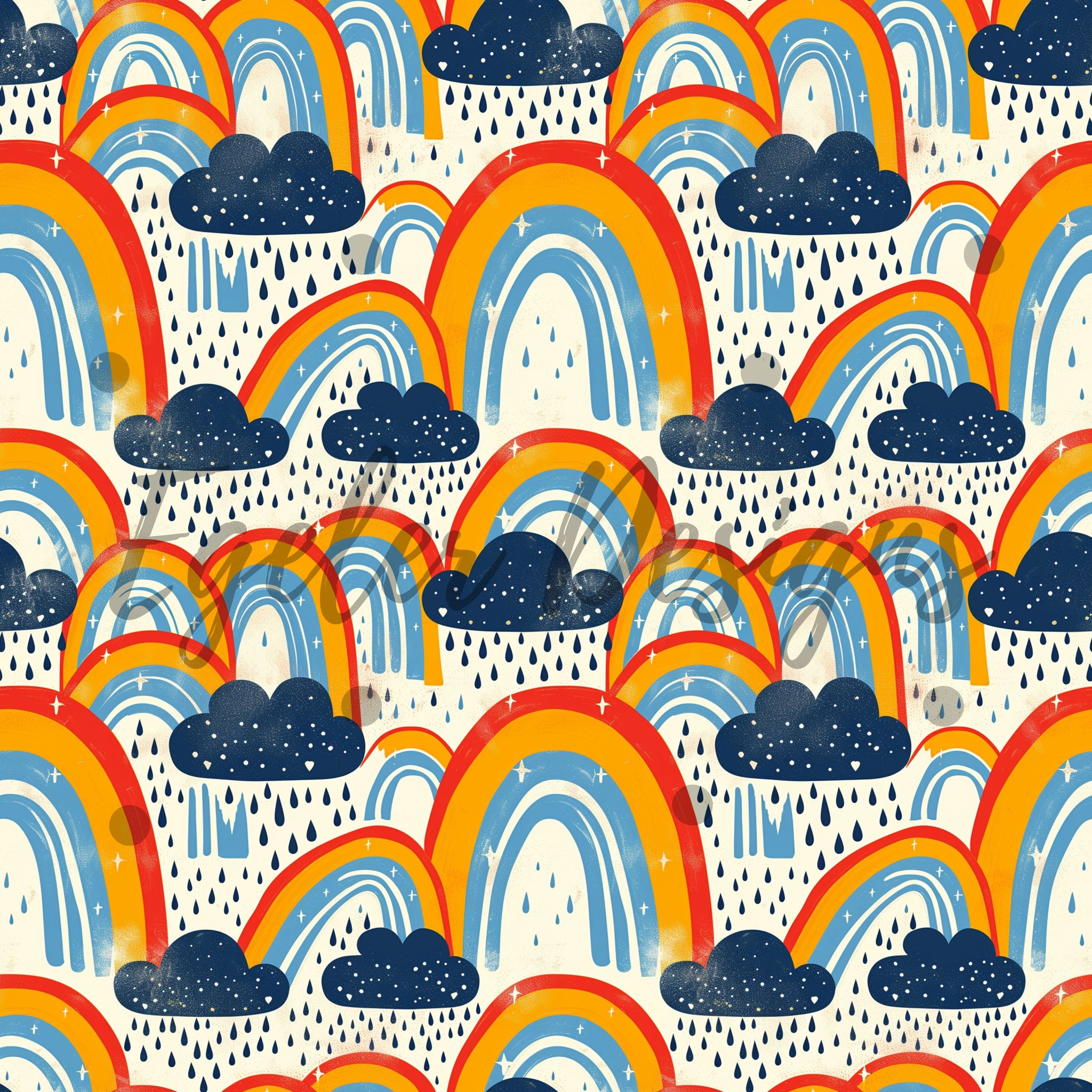In Rainbows Pattern Rainy Rainbows Seamless Pattern Digital Download – Egeler Designs