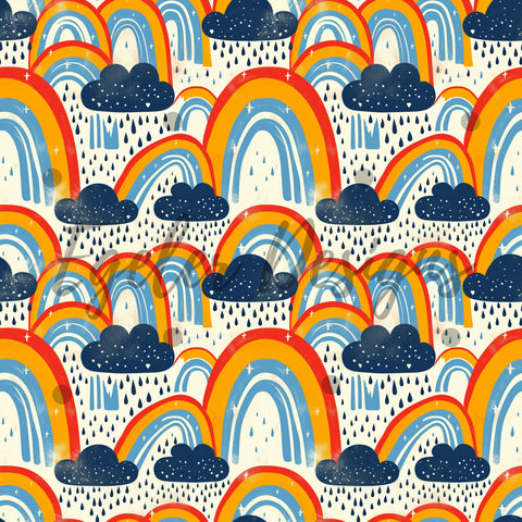 Rainy Rainbows Seamless Pattern Digital Download