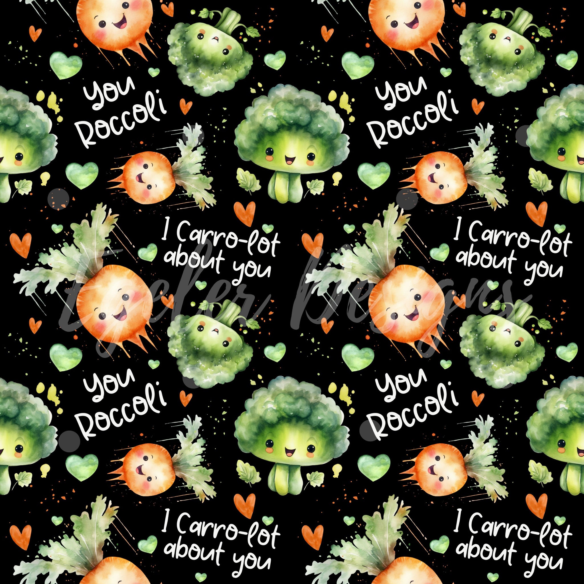 You Roccoli Broccoli and Carrots Seamless Pattern Digital Download