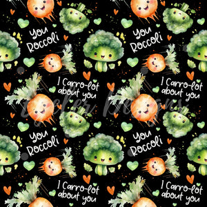 You Roccoli Broccoli and Carrots Seamless Pattern Digital Download