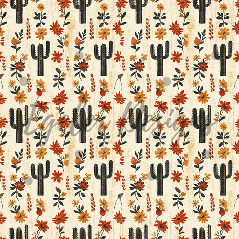Rustic Cacti Seamless Pattern Digital Download