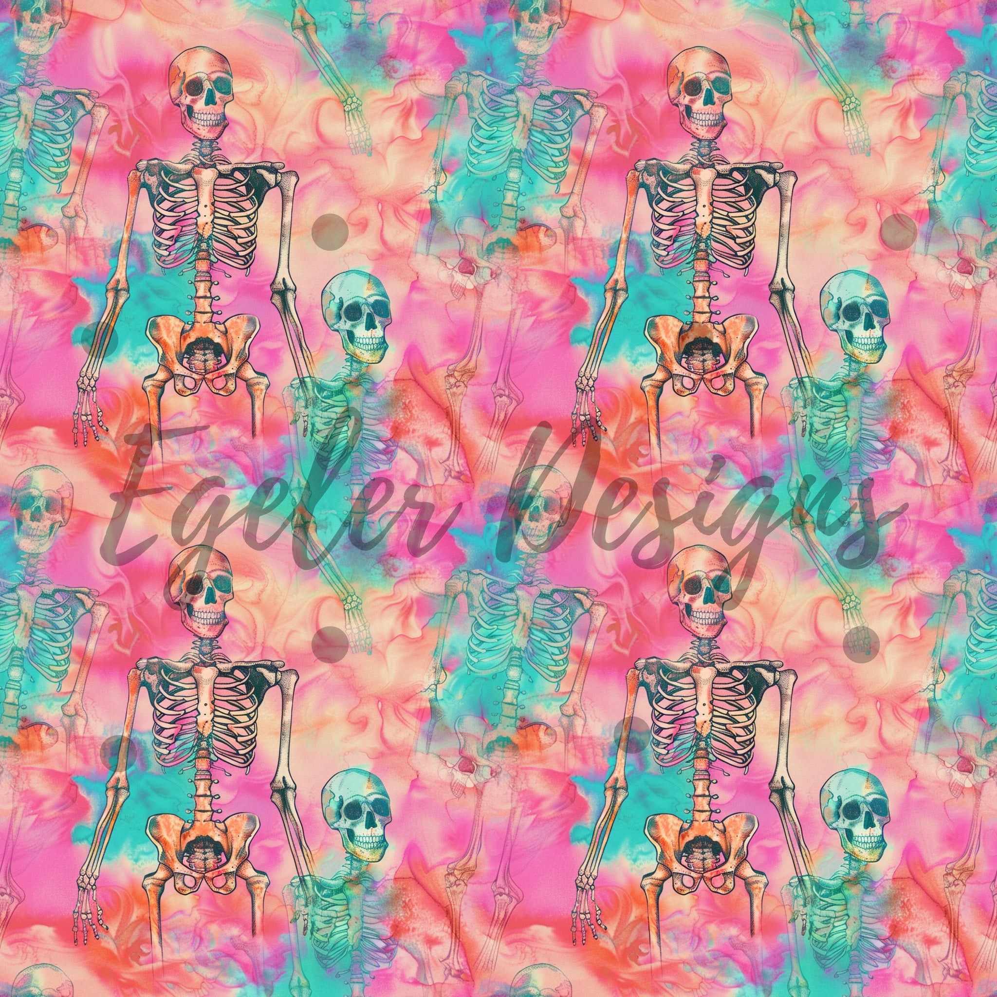 Teal Tie Dye Skeletons (LIMITED 10)