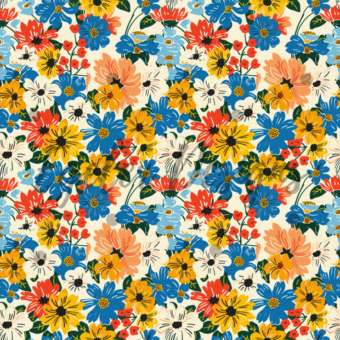 Spring Floral Seamless Pattern Digital Download