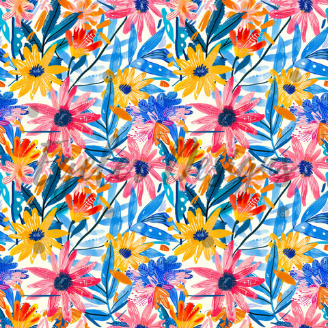 Bright Summer Floral Seamless Pattern Digital Download