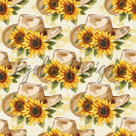 Sunflower Cowboy Hat Seamless Pattern Digital Download - LIMITED 30