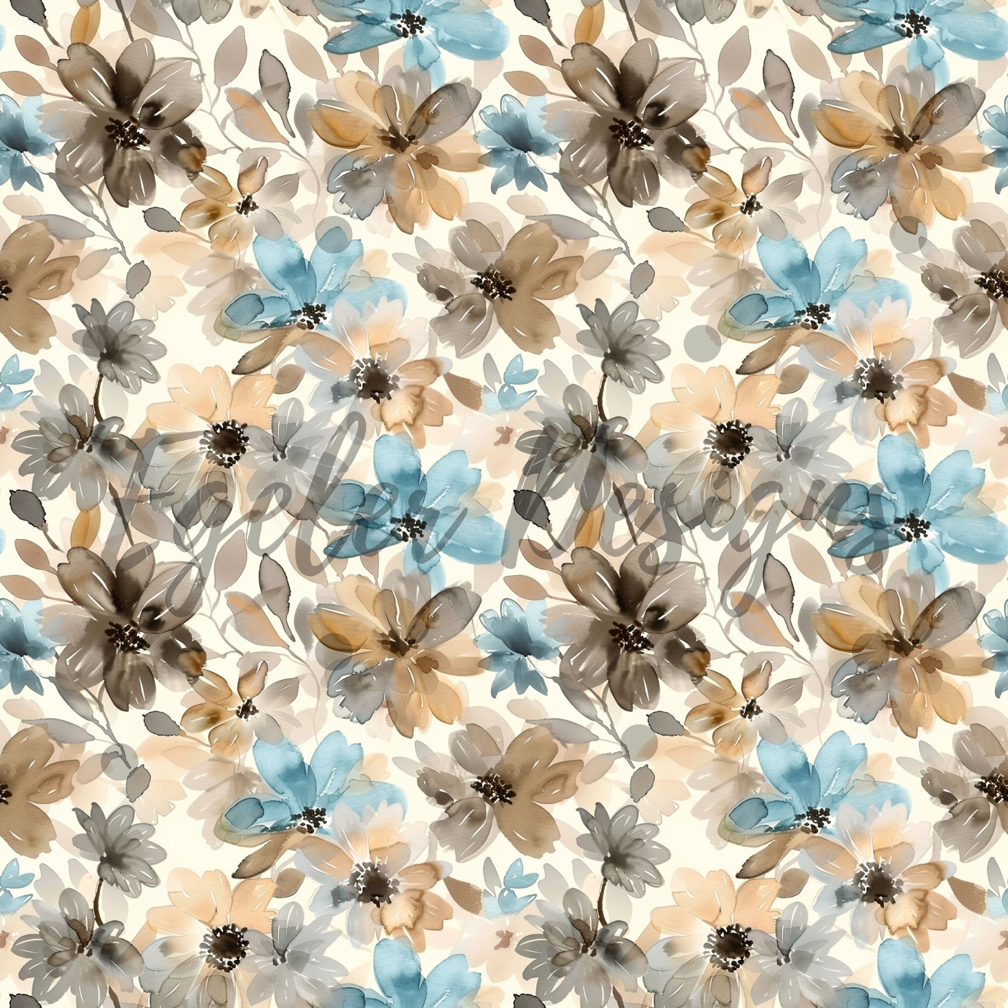 LIMITED - 15 - Taupe Fall Floral Seamless Pattern Digital Download