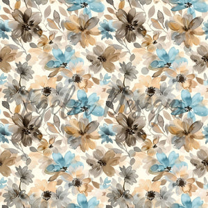 LIMITED - 15 - Taupe Fall Floral Seamless Pattern Digital Download