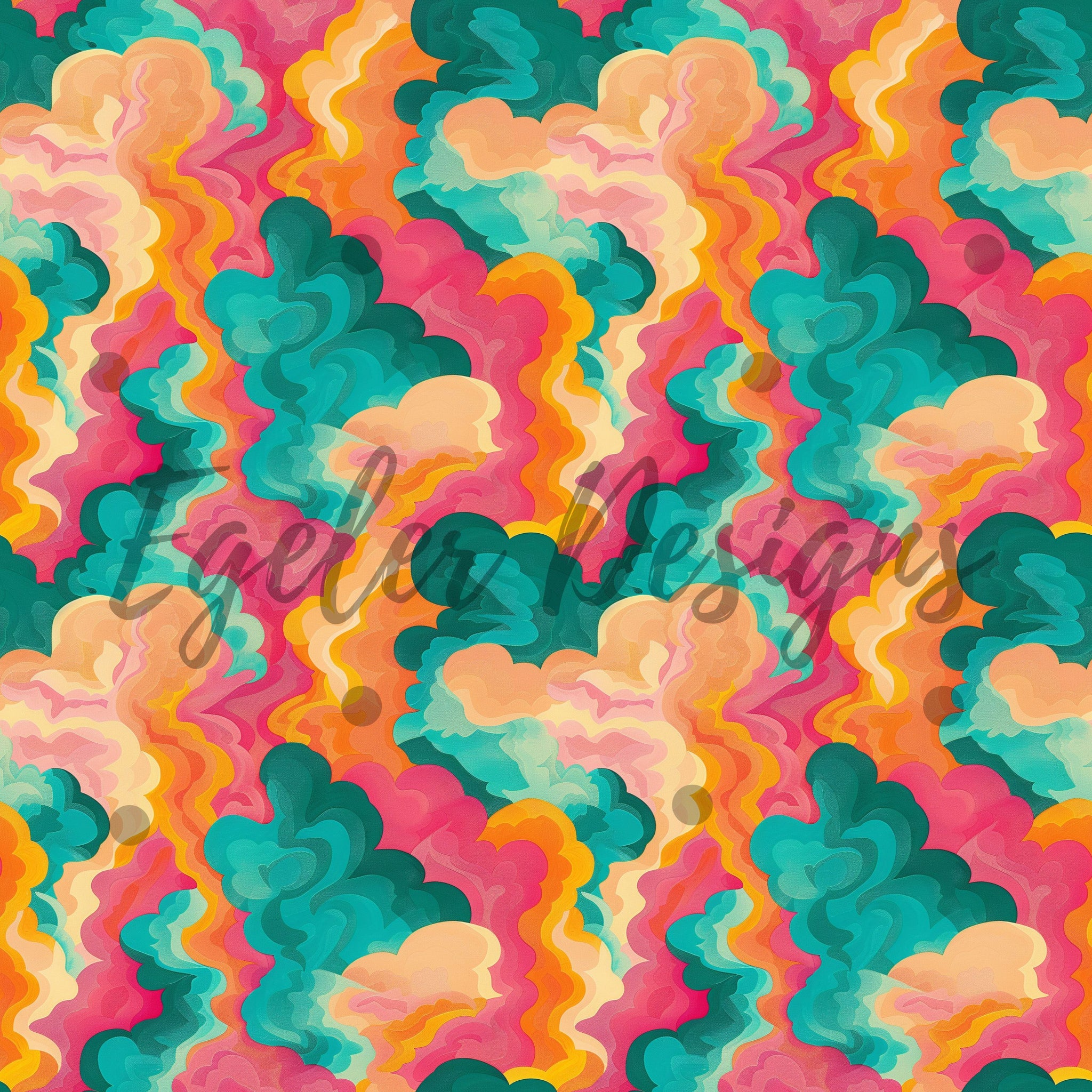 Teal Pink Orange Clouds (LIMITED 10)