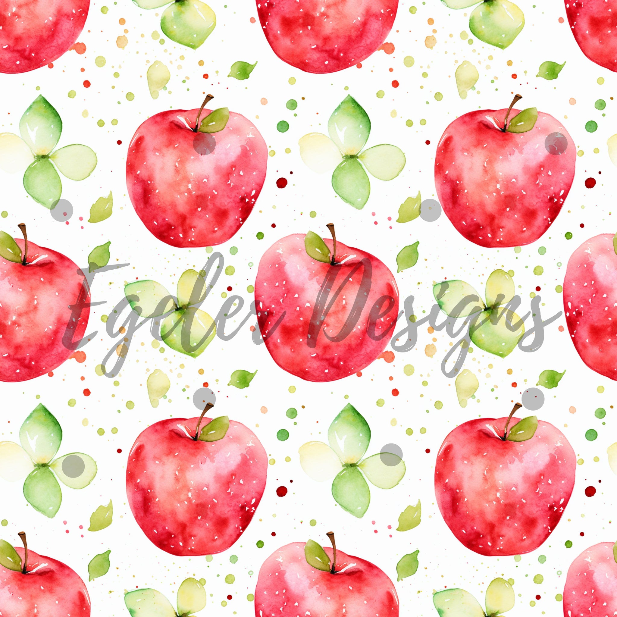 Watercolor Apple Seamless Pattern Digital Download