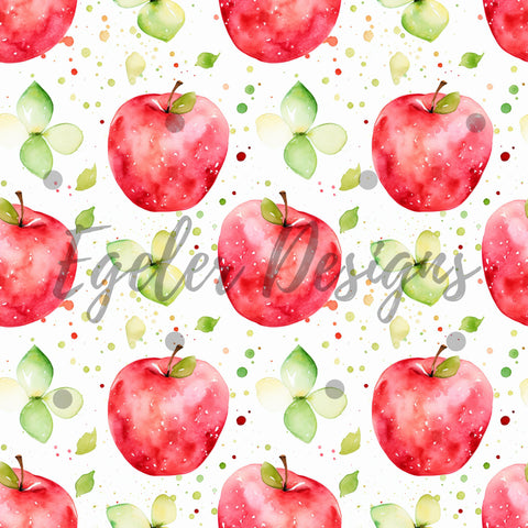 Watercolor Apple Seamless Pattern Digital Download