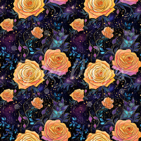 Yellow Rose Purple Seamless Pattern Digital Download