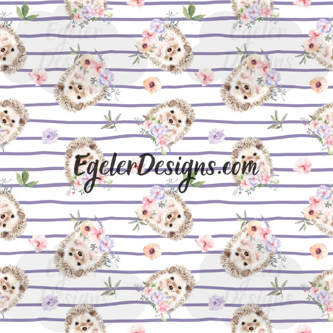 Hedgehogs (Purple Stripes + Flowers)