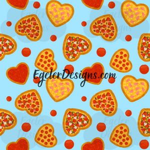 Pizza Hearts On Blue